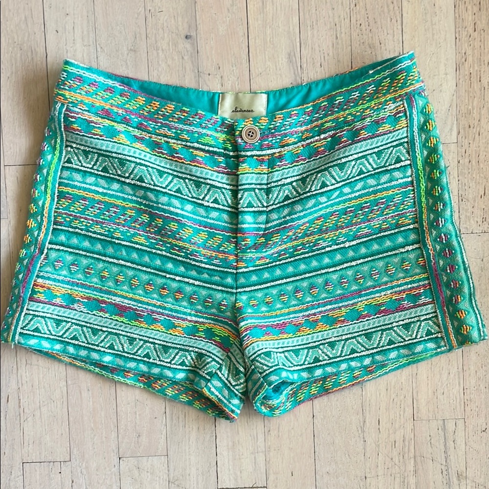 Anthropologie Elevenses Embroidered Colorful Patterned Women's Knit Shorts